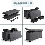 Grey Storage Ottoman Bench with Bins for Home
