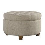 Large Round Button-Tufted Storage Ottoman by Homepop
