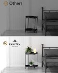 EKNITEY Black 2-Tier Metal End Table with Tray