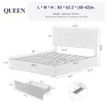 Queen Size Upholstered Platform Bed with Storage Drawers