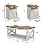 Farmhouse 3-Piece Table Set with USB Charging