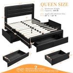 Yaheetech Queen Bed Frame with USB Ports & Storage