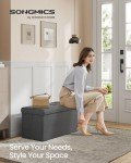SONGMICS MAZIE 30" Folding Storage Ottoman Bench