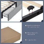 Queen Size Upholstered Platform Bed with Storage Drawers