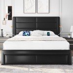 Yaheetech Queen Bed Frame with USB Ports & Storage