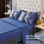 Blue Watercolor Marble Queen Bed-in-A-Bag Set