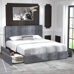 Queen Size Upholstered Platform Bed with Storage Drawers