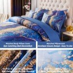 Blue Watercolor Marble Queen Bed-in-A-Bag Set
