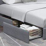 Queen Size Upholstered Platform Bed with Storage Drawers