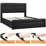Yaheetech Queen Bed Frame with USB Ports & Storage
