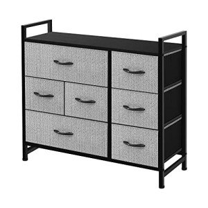 7-Drawer Dresser with Storage Bins - Grey