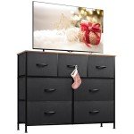 Stylish Media Console Table with Fabric Drawers