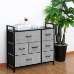 7-Drawer Dresser with Storage Bins - Grey