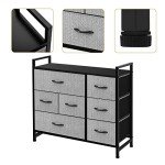 7-Drawer Dresser with Storage Bins - Grey