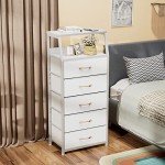 Stylish White 5-Drawer Vertical Fabric Dresser