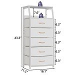Stylish White 5-Drawer Vertical Fabric Dresser