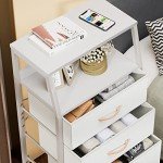 Stylish White 5-Drawer Vertical Fabric Dresser