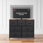 Stylish Media Console Table with Fabric Drawers