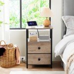 Modern Night Stand Set with Charging Station