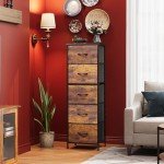 Sturdy 5-Drawer Fabric Dresser with Wood Top