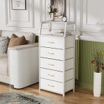 Stylish White 5-Drawer Vertical Fabric Dresser