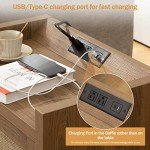 Rattan Nightstand with Charging Station and Drawers