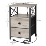 Modern Night Stand Set with Charging Station