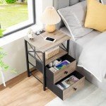 Modern Night Stand Set with Charging Station