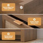 Rattan Nightstand with Charging Station and Drawers