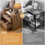 Rattan Nightstand with Charging Station and Drawers