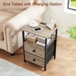 Modern Night Stand Set with Charging Station