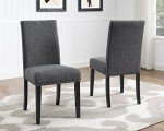 Gray Fabric Dining Chairs with Nailhead Trim - Set of 2