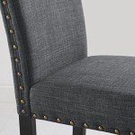 Gray Fabric Dining Chairs with Nailhead Trim - Set of 2