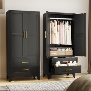 Erosuei 71" Metal Wardrobe Closet with Shelves