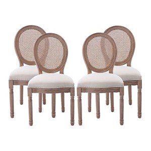 Set of 4 French Country Rattan Dining Chairs