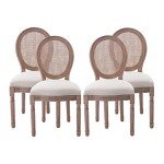 Set of 4 French Country Rattan Dining Chairs