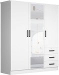 Violet White Wardrobe with Mirrored Doors and Drawers