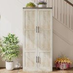 Large Farmhouse Wardrobe with Hanging Rod and Shelves