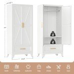 71" Tall Metal Wardrobe Cabinet with Drawer and Rod