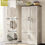 Large Farmhouse Wardrobe with Hanging Rod and Shelves