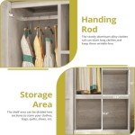 Large Farmhouse Wardrobe with Hanging Rod and Shelves