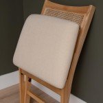 Beige Rattan Cane Folding Dining Side Chair