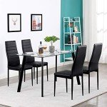 Black Leather Dining Chair Set of 4