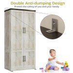 Large Farmhouse Wardrobe with Hanging Rod and Shelves