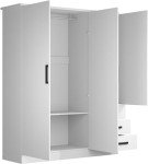 Violet White Wardrobe with Mirrored Doors and Drawers