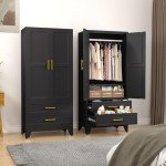Erosuei 71" Metal Wardrobe Closet with Shelves