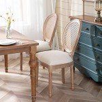 Set of 4 French Country Rattan Dining Chairs