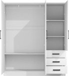 Violet White Wardrobe with Mirrored Doors and Drawers
