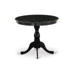Antique Round Wooden Dining Table with Pedestal Base
