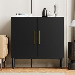 Stylish Black Storage Cabinet with Doors